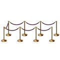 Montour Line Stanchion Post and Rope Kit Pol.Brass, 8 Flat Top 7 Purple Rope C-Kit-8-PB-FL-7-PVR-PE-PB